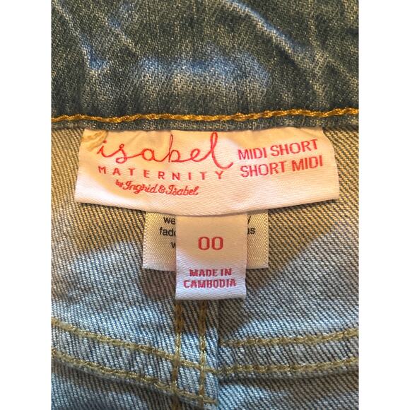 NWT Isabel Maternity Denim Shorts Expandable Side Panels Size 00 - Picture 4 of 7